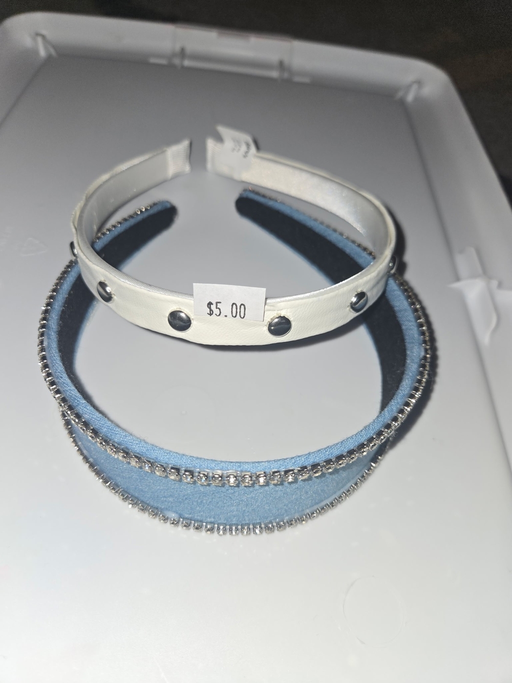Women's Blue and White Rhinestone Headband Set